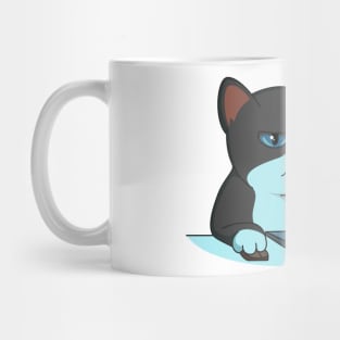 Cat at the computer. Mug